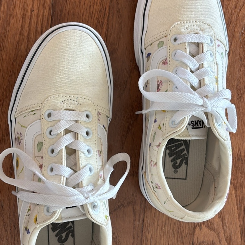 Vans Cream Floral Canvas Sneakers